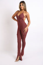 Load image into Gallery viewer, Cargo pocket halter jumpsuit
