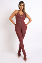 Load image into Gallery viewer, Cargo pocket halter jumpsuit
