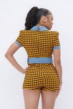 Load image into Gallery viewer, Plaid Print Denim Romper
