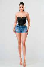 Load image into Gallery viewer, Luxe sweetheart ruffled drawstring lace bustier top
