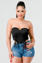 Load image into Gallery viewer, Luxe sweetheart ruffled drawstring lace bustier top
