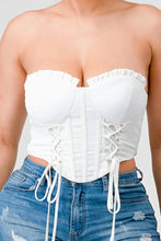 Load image into Gallery viewer, Luxe sweetheart ruffled drawstring lace bustier top
