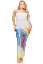 Load image into Gallery viewer, Plus sleeveless color gradient tube top maxi dress
