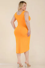 Load image into Gallery viewer, Plus Size Solid Wrap Front Tie Side Midi Dress
