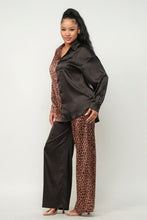 Load image into Gallery viewer, Half Animal Print And Half Solid Top And Pants Set
