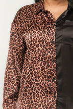 Load image into Gallery viewer, Half Animal Print And Half Solid Top And Pants Set
