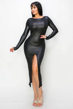 Load image into Gallery viewer, Ribbed Knit Metallic Backless Midi Dress
