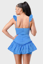 Load image into Gallery viewer, Sweetheart With Drawstring Bow Cutout Ruffled Flutter Sleeves Mini Dress
