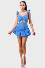 Load image into Gallery viewer, Sweetheart With Drawstring Bow Cutout Ruffled Flutter Sleeves Mini Dress
