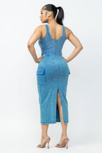 Load image into Gallery viewer, Acid Washed Cargo Midi Dress
