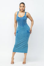 Load image into Gallery viewer, Acid Washed Cargo Midi Dress
