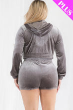 Load image into Gallery viewer, Plus Size Velour Crop Zip Up Hoodie And Shorts Set
