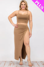 Load image into Gallery viewer, Plus Size Crop Cami &amp; Split Thigh Maxi Skirt Set
