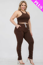 Load image into Gallery viewer, Plus Size Crop Tank Top &amp; Ruched Pants Set
