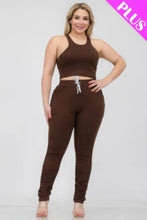 Load image into Gallery viewer, Plus Size Crop Tank Top &amp; Ruched Pants Set
