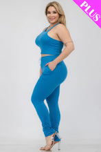 Load image into Gallery viewer, Plus Size Crop Tank Top &amp; Ruched Pants Set
