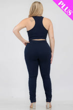 Load image into Gallery viewer, Plus Size Crop Tank Top &amp; Ruched Pants Set
