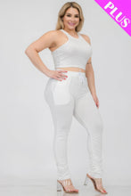 Load image into Gallery viewer, Plus Size Crop Tank Top &amp; Ruched Pants Set
