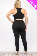 Load image into Gallery viewer, Plus Size Crop Tank Top &amp; Ruched Pants Set
