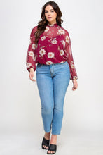 Load image into Gallery viewer, Mesh Floral Ls Top W/cami
