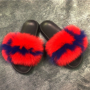 New Arrival Girl Luxury Fluffy Fur Slippers Ladies Indoor Warm Furry Fur Flip Flops Women Amazing Plush Fur Slides Wholesale Hot