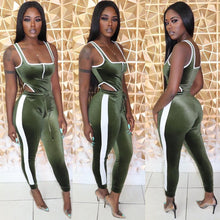 Load image into Gallery viewer, 2021 Summer Women&#39;s set Velvet bodysuit pencil pants suit two piece set Sexy sleeveless Street casual fashion tracksuit outfit
