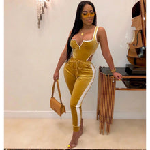 Load image into Gallery viewer, 2021 Summer Women&#39;s set Velvet bodysuit pencil pants suit two piece set Sexy sleeveless Street casual fashion tracksuit outfit
