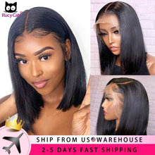 Load image into Gallery viewer, Straight Bob Wig 250 Density Lace Front Human Hair Wigs Brazilian Human Hair Lace Closure Wig Rucycat Short Bob Frontal Wigs
